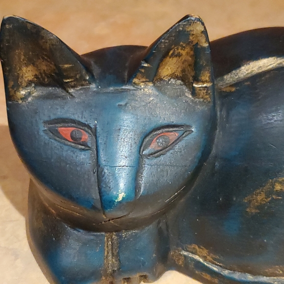 Vintage hand carved wooden cat - Picture 2 of 6